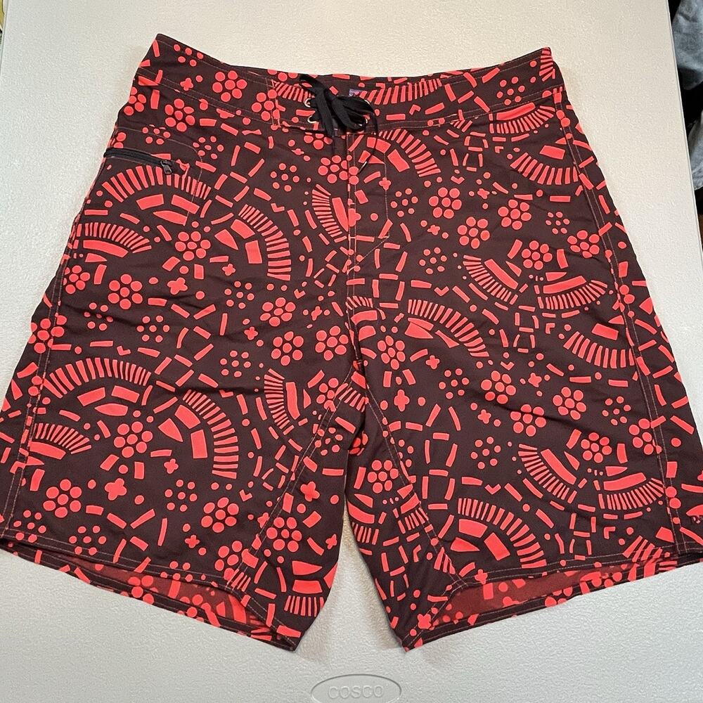 Patagonia Wavefarer Geometric All Over Print Board Surf Shorts Size 34 Unlined